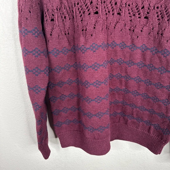 Opening Ceremony Sweater Women's Medium Burgundy Striped 100% Wool Long Sleeve - Picture 6 of 13